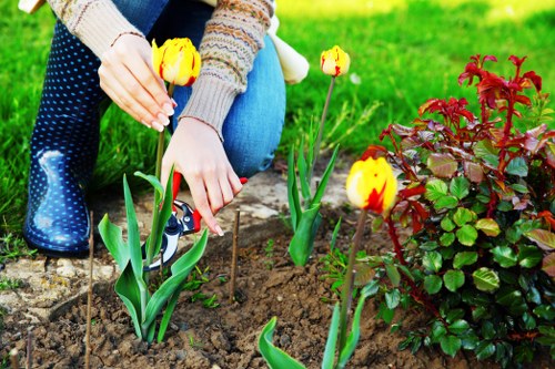 Supervisor inspecting a garden project during complaint review